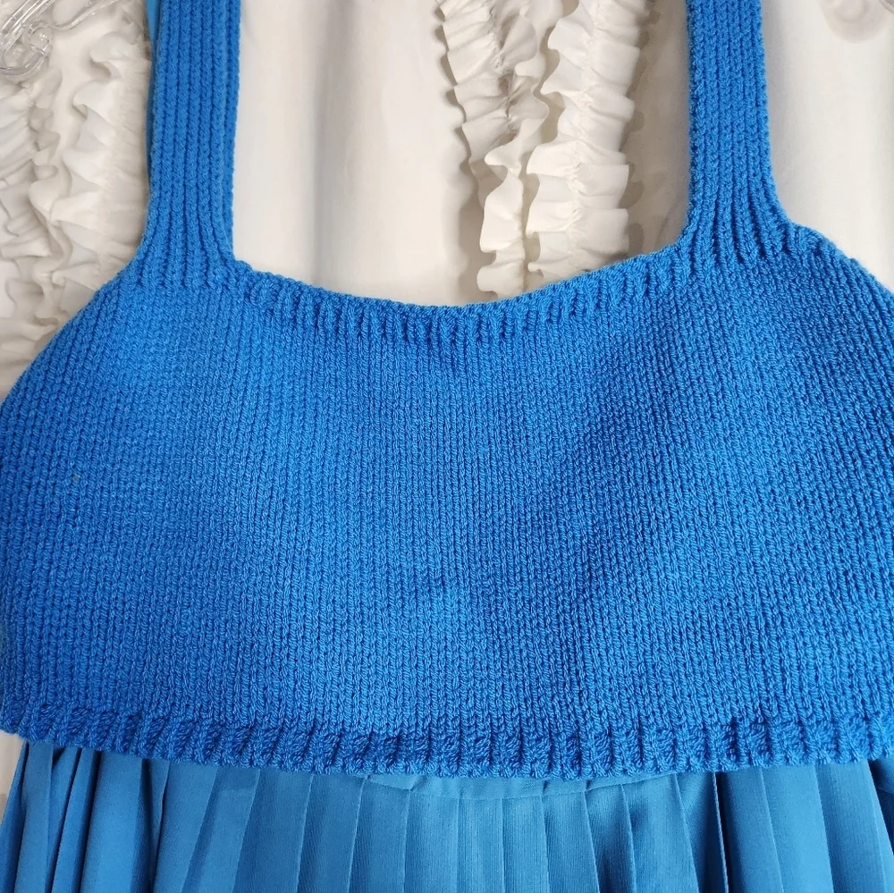 New Anthropologie Mare Mare Pleated Maxi Dress Cobalt Blue size L - Picture 13 of 14